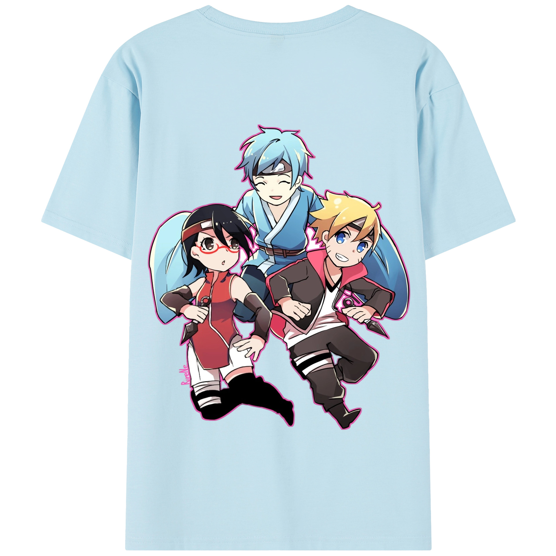 （画像用） NARUTO -ナルト- うちは サラダ Uchiha Sarada 綿100％半袖Tシャツ（背面プリント）